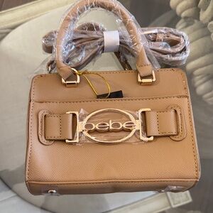 Bebe Gold Accent Tan Mini Bag
